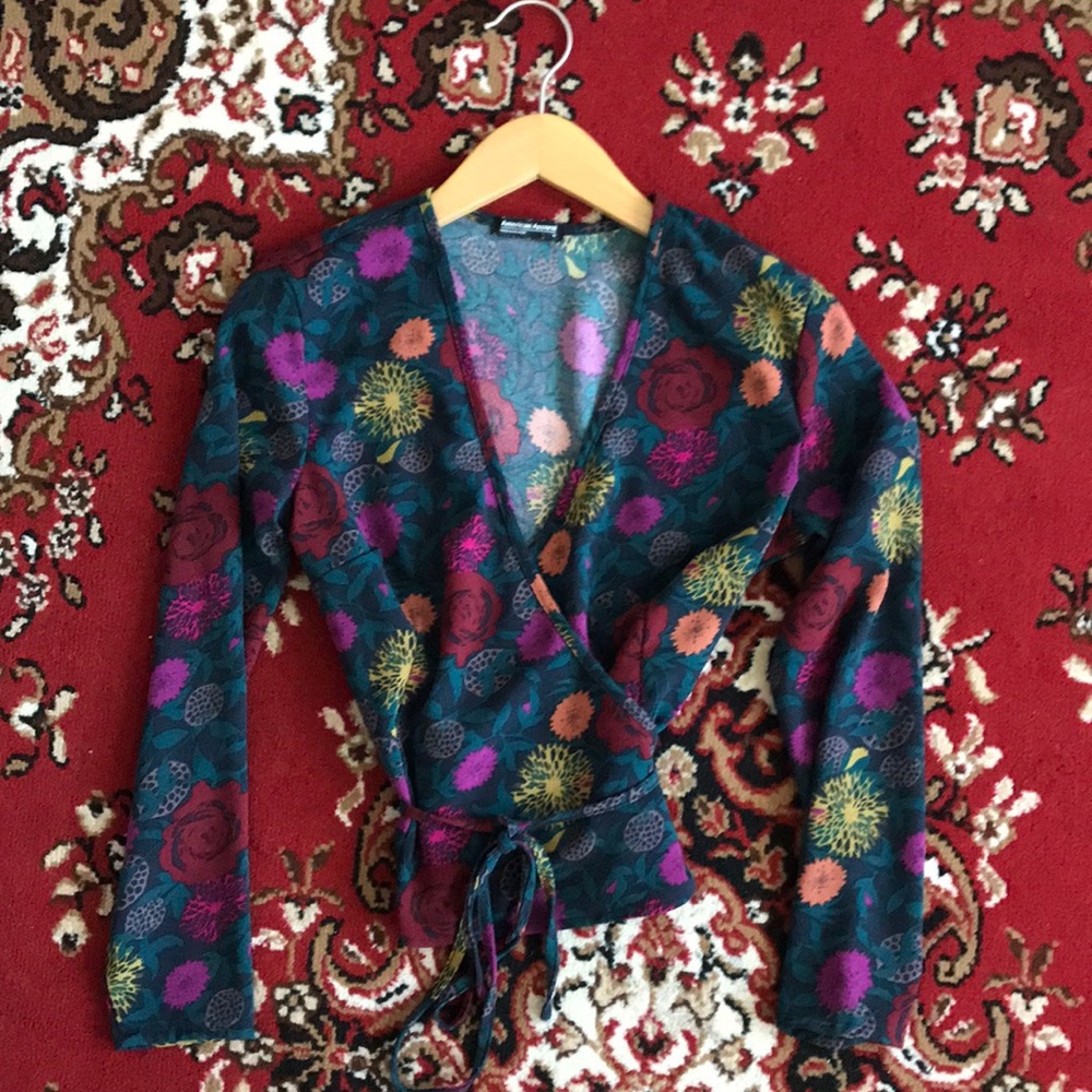 American Apparel print crepe wrap top